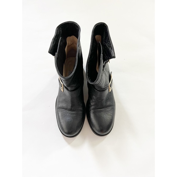 JIMMY CHOO Black Leather with Buckles Youth Biker Boots 38 - Picture 5 of 13